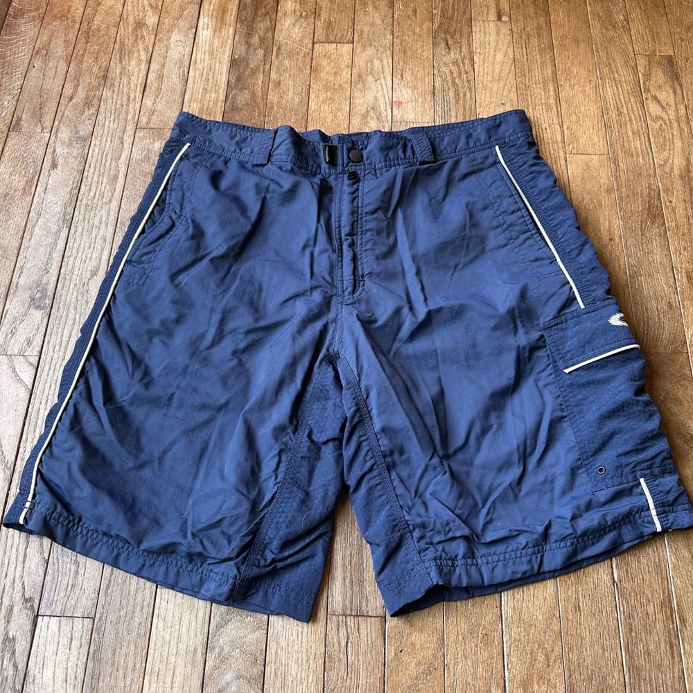 Vintage Oakley Software Cargo Board Shorts Swim Mens XXL Lined Techwear Blue Y2K